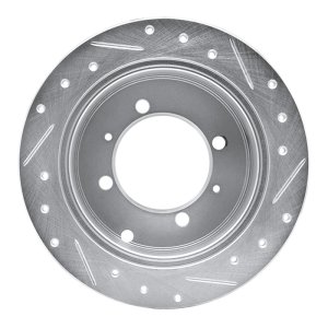 Dodge Colt Brake Rotor (1) - Rear Left - R1 Concepts - Drilled & Slotted - Silver - `92-`04